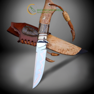 ЗОЛОТИЙ СКОРПІОН V авторський ніж ручної роботи Павла Гончаренка, сталь - Elmax в ламінаті n690 через багатослойну мідь, 61 HRC